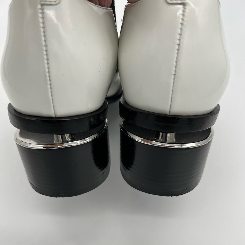 Alexander Wang Kori White Chelsea Leather Cutout Heel Chelsea Ankle Boots Size 6 - Picture 7 of 16